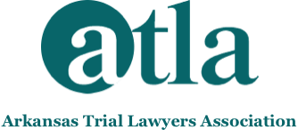 Blue and green logo of Arkansas Trial Lawyers Association.