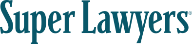 Super Lawyers logo in blue and black.