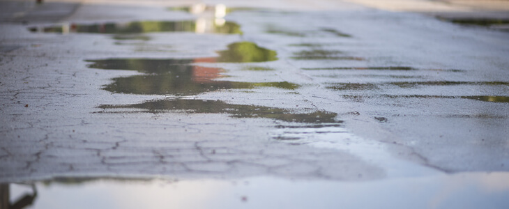 closeup picture of a wet sidewalk