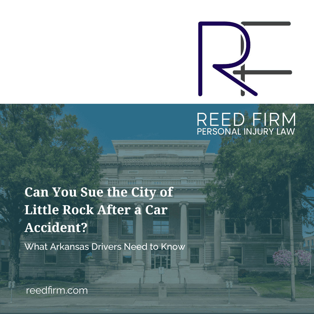 Little Rock city hall illustrating legal questions about suing the city after a car accident