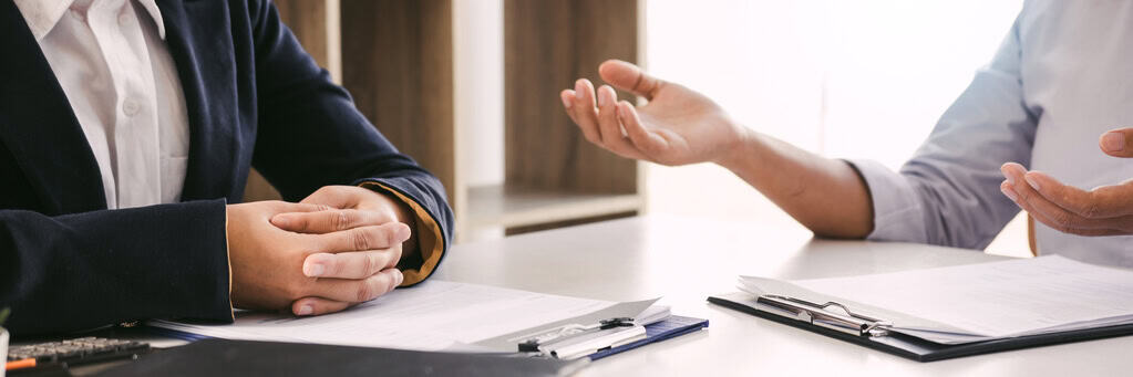 Client speaking to attorney