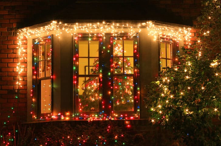 Christmas lights on a house