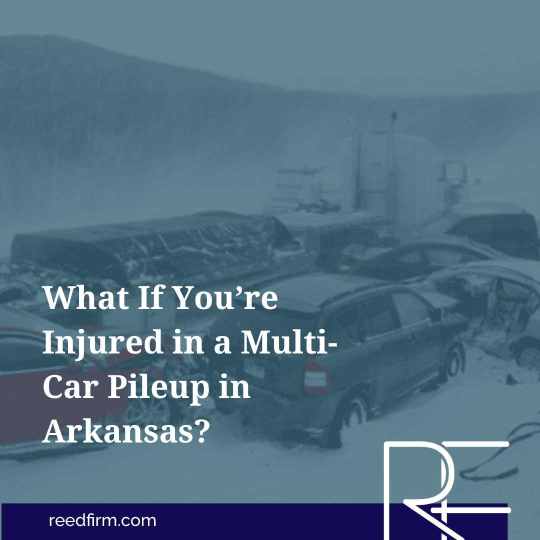 Multi-car pileup involving several passenger vehicles and a semi-truck on an Arkansas highway during hazardous driving conditions