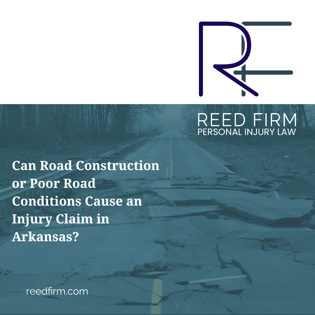 Severely damaged and uneven roadway illustrating hazardous road conditions that can cause car accidents and injury claims in Arkansas